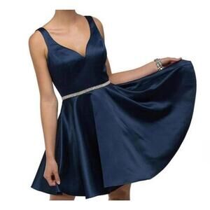 Dancing Queen Blue Prom Homecoming Dress with Sparkling Waist Style 9504 Size XS